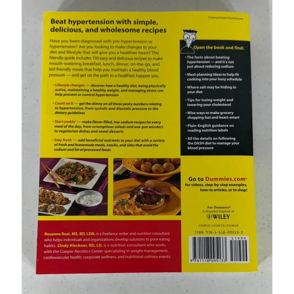 Hypertension Cookbook For Dummies Paperback 2012 Rust Kleckner Heart Healthy